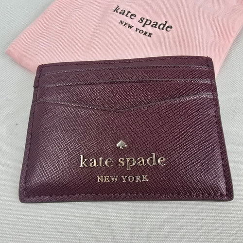 Kate Spade Burgundy Saffiano Leather Card Holder
