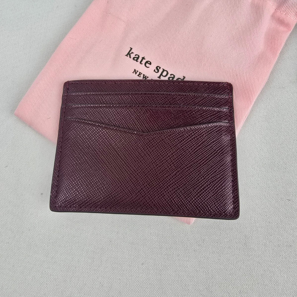 Kate Spade Burgundy Saffiano Leather Card Holder