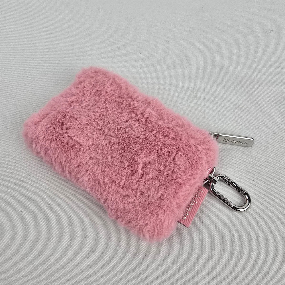 lululemon Pink Faux-Fur Clippable Mini Pouch