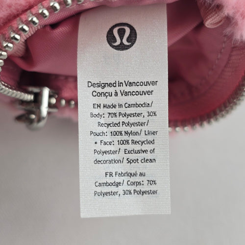 lululemon Pink Faux-Fur Clippable Mini Pouch