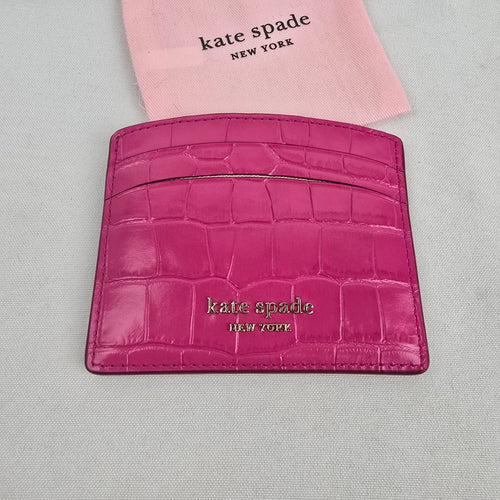 Kate Spade New York Pink Croc Embossed Card Holder