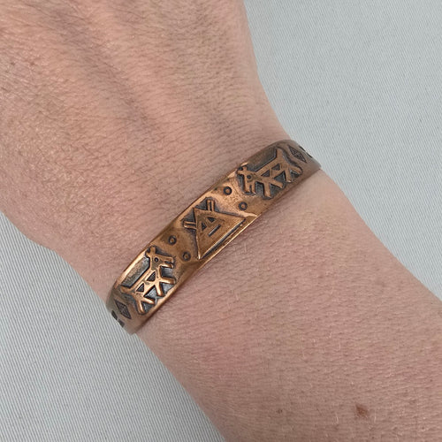 Vintage Bell Trading Post Solid Copper Cuff Bracelet Southwestern Stamped