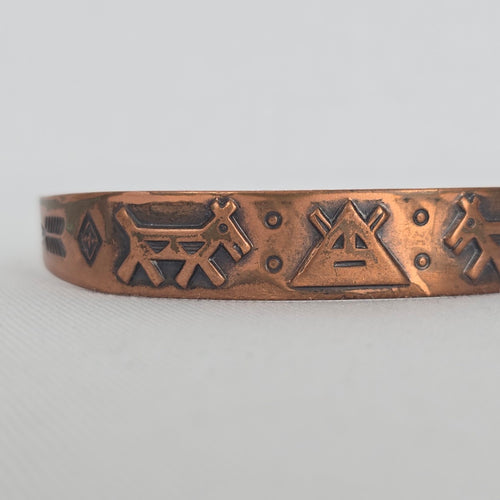 Vintage Bell Trading Post Solid Copper Cuff Bracelet Southwestern Stamped