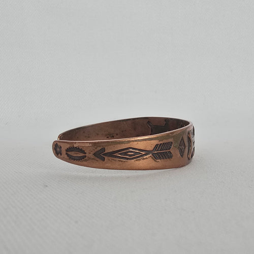 Vintage Bell Trading Post Solid Copper Cuff Bracelet Southwestern Stamped