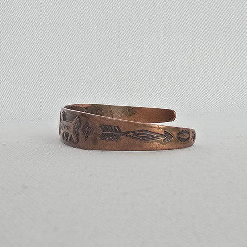Vintage Bell Trading Post Solid Copper Cuff Bracelet Southwestern Stamped