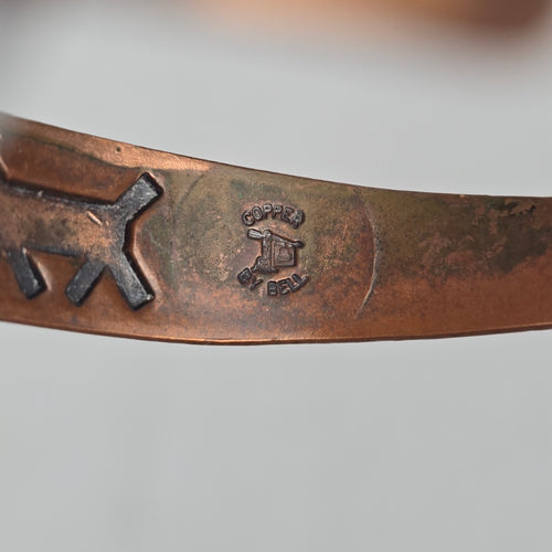 Vintage Bell Trading Post Solid Copper Cuff Bracelet Southwestern Stamped