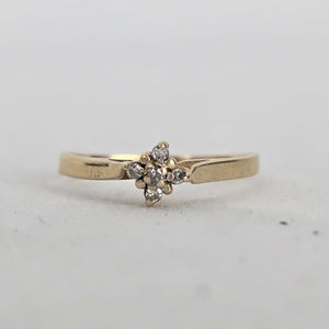 Vintage 10K Gold Diamond Cluster Ring Flower Design