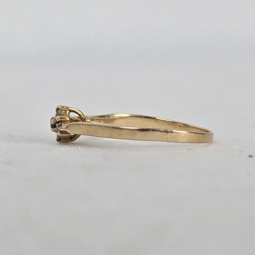 Vintage 10K Gold Diamond Cluster Ring Flower Design