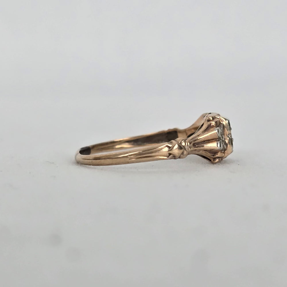 Antique Art Deco 10K Gold Filigree Diamond Ring 1920s-30s