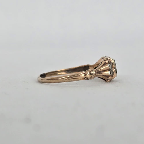 Antique Art Deco 10K Gold Filigree Diamond Ring 1920s-30s