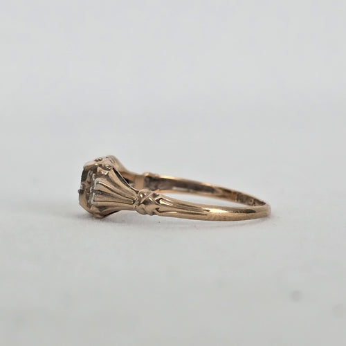 Antique Art Deco 10K Gold Filigree Diamond Ring 1920s-30s
