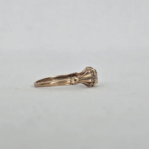 Antique Art Deco 10K Gold Filigree Diamond Ring 1920s-30s