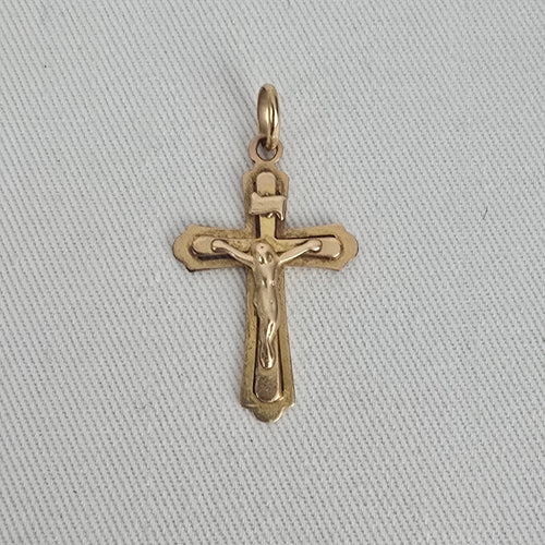 Vintage 10K Gold Crucifix Cross Pendant Religious Charm