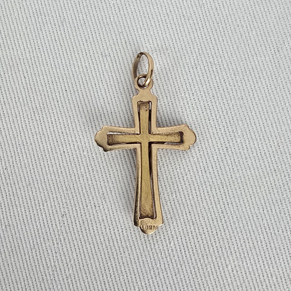 Vintage 10K Gold Crucifix Cross Pendant Religious Charm
