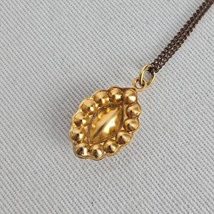 Vintage Gold Tone Red Marquise Rhinestone Pendant Necklace