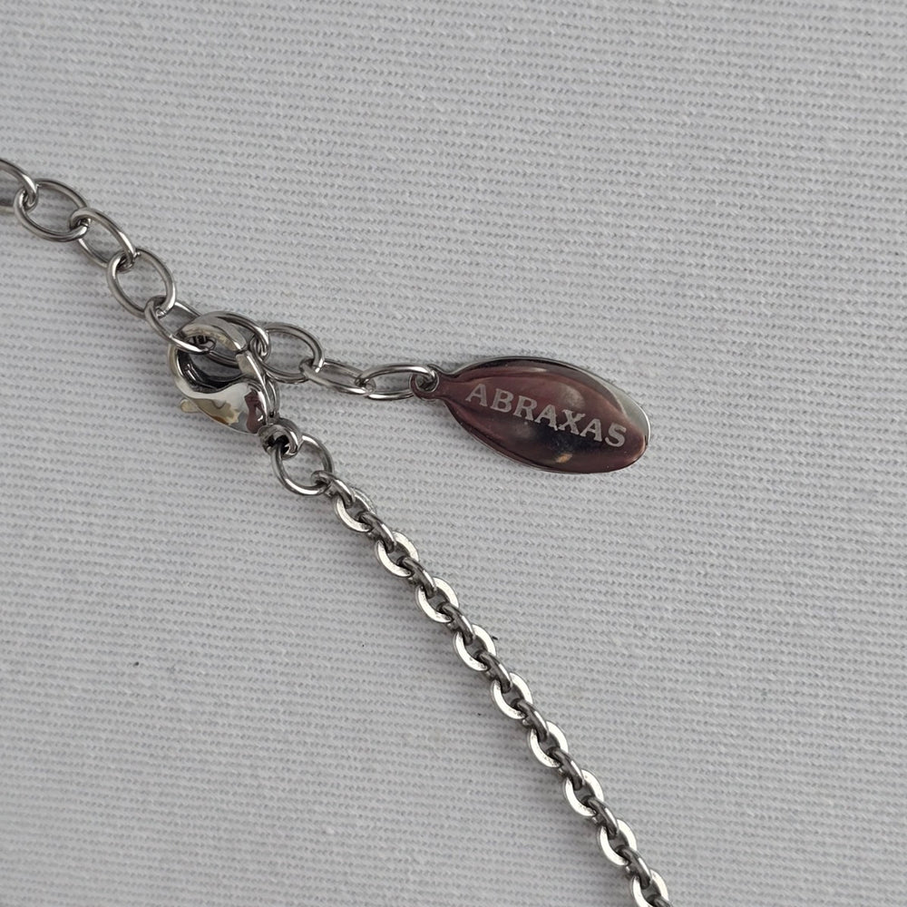 Abraxas Silver Tone Orange Bead Pendant Necklace