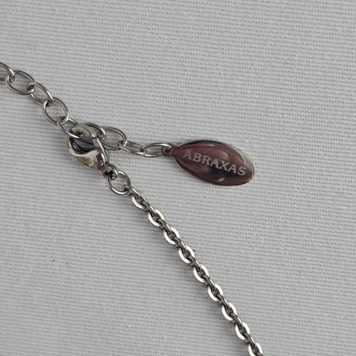 Abraxas Silver Tone Orange Bead Pendant Necklace