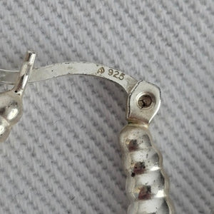 925 Sterling Silver Textured Oval Hoop Earrings