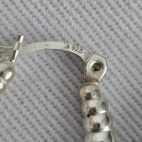 925 Sterling Silver Textured Oval Hoop Earrings