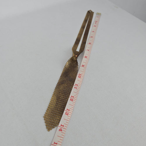 Vintage Gold Tone Mesh Tie Necklace Statement Bib Chain Necklace