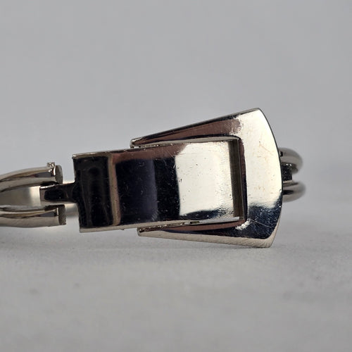 Vintage Hong Kong Silver Tone Hinged Bangle Bracelet