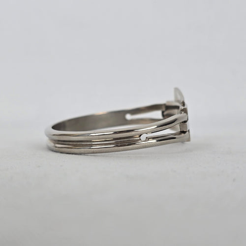 Vintage Hong Kong Silver Tone Hinged Bangle Bracelet