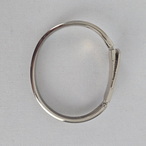 Vintage Hong Kong Silver Tone Hinged Bangle Bracelet