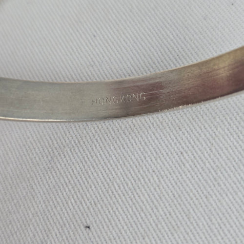 Vintage Hong Kong Silver Tone Hinged Bangle Bracelet
