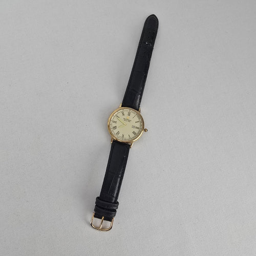 Steinhausen Swiss 5 Jewel Gold Tone Date Leather Dress Watch