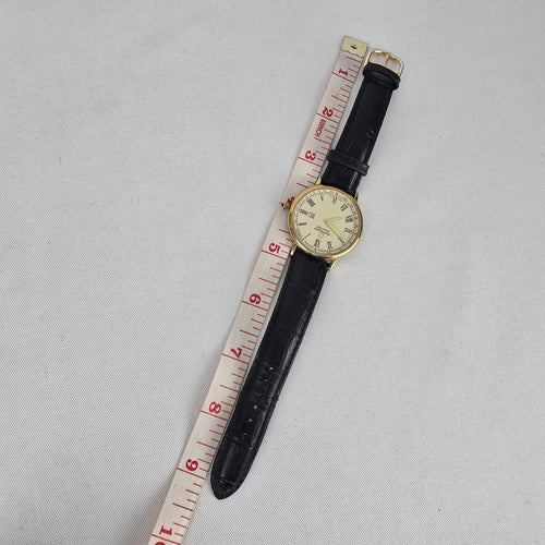 Steinhausen Swiss 5 Jewel Gold Tone Date Leather Dress Watch