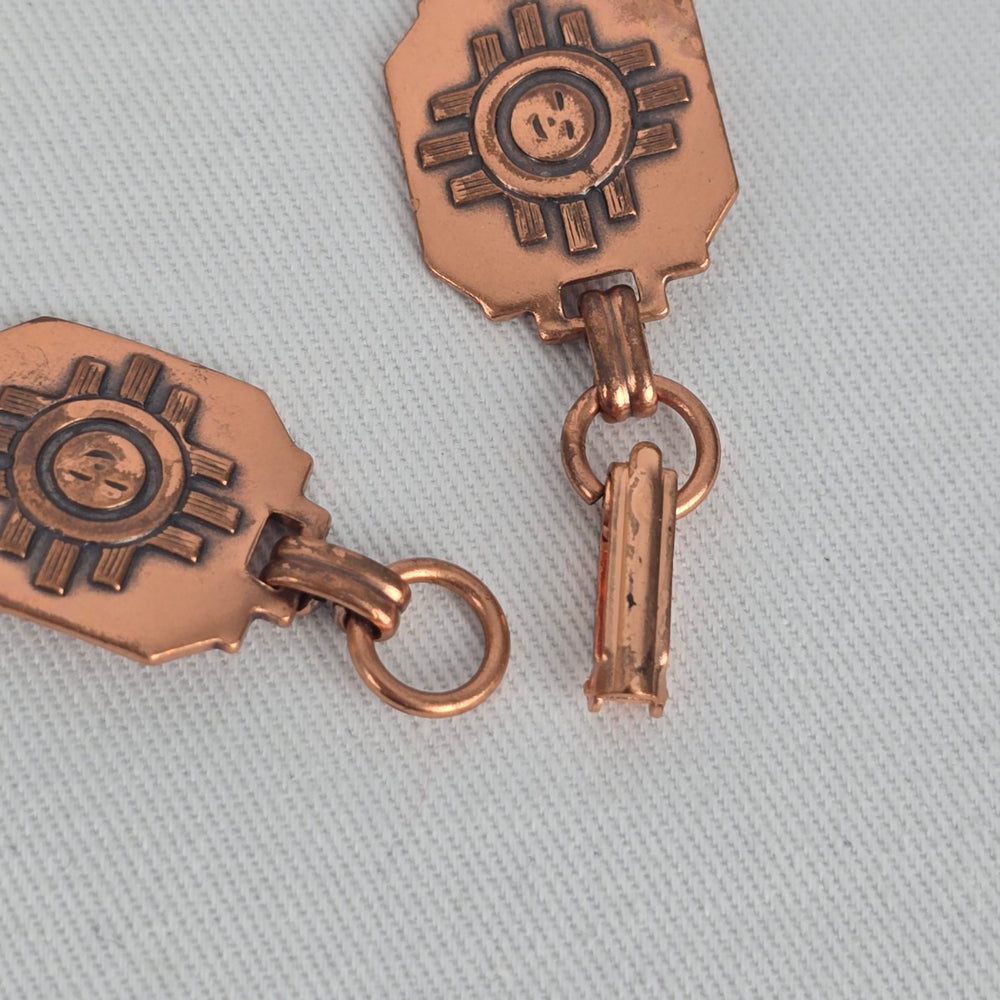 Vintage Southwest Copper Sun Face Link Bracelet