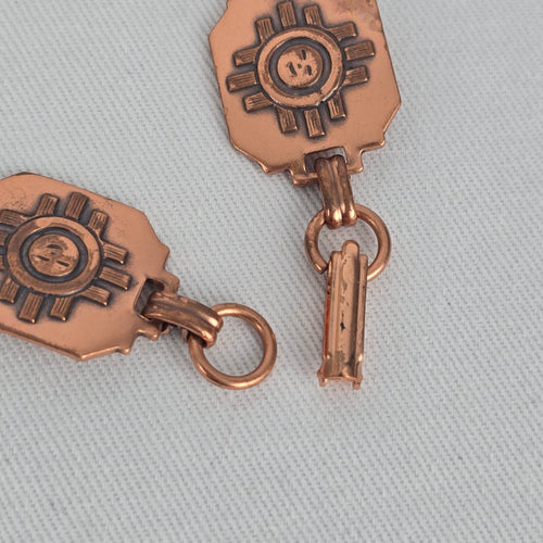 Vintage Southwest Copper Sun Face Link Bracelet