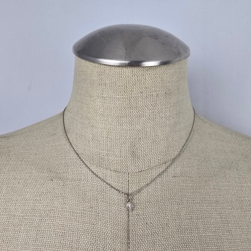 925 Italy Silver Crystal Drop Pendant Necklace