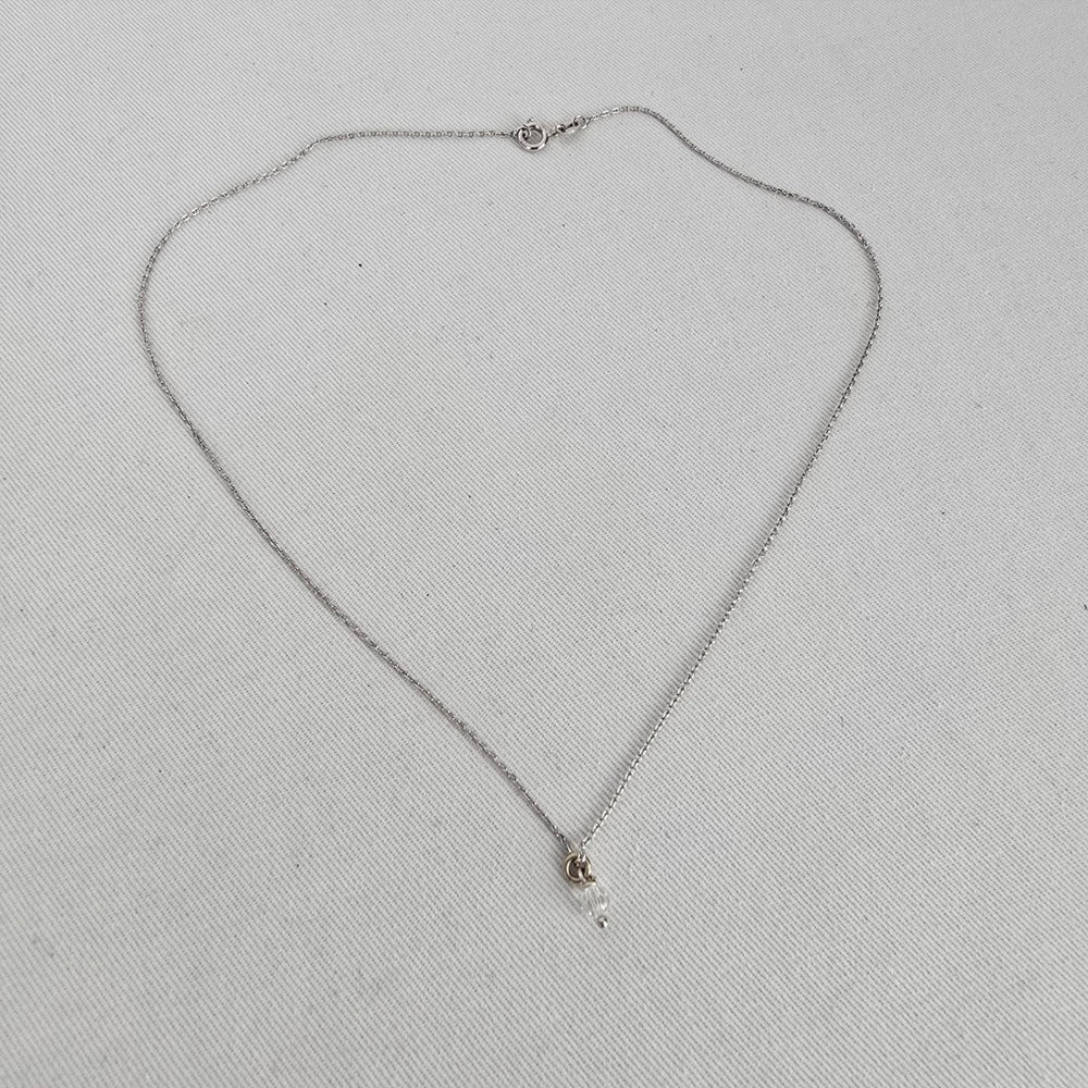 925 Italy Silver Crystal Drop Pendant Necklace