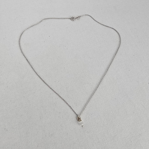925 Italy Silver Crystal Drop Pendant Necklace