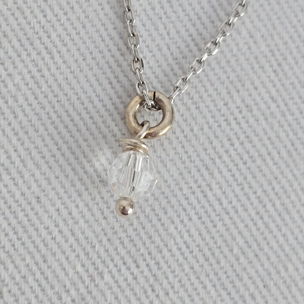 925 Italy Silver Crystal Drop Pendant Necklace