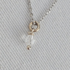 925 Italy Silver Crystal Drop Pendant Necklace