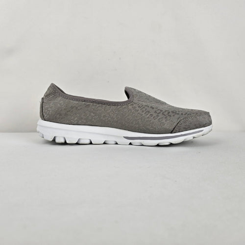 Skechers GOwalk Original Grey Leopard Slip-On Walking Shoes Size 9