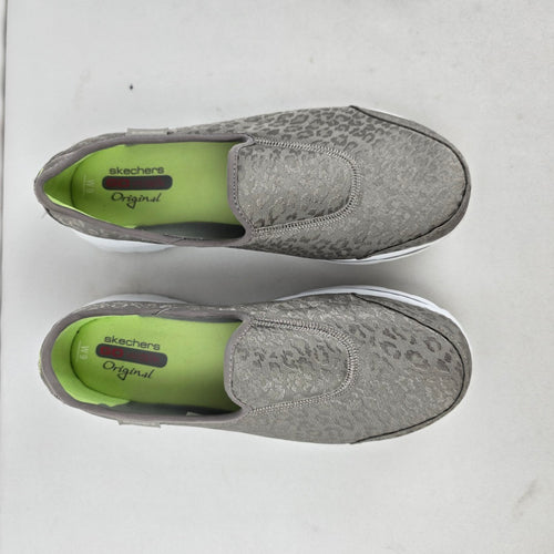Skechers GOwalk Original Grey Leopard Slip-On Walking Shoes Size 9