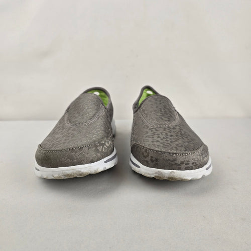 Skechers GOwalk Original Grey Leopard Slip-On Walking Shoes Size 9