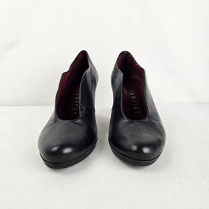 Hispanitas Black Leather High-Heel Shoe Booties Size 8
