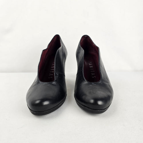 Hispanitas Black Leather High-Heel Shoe Booties Size 8