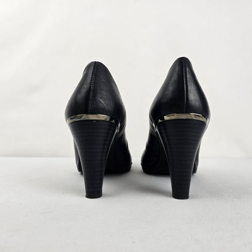 Hispanitas Black Leather High-Heel Shoe Booties Size 8