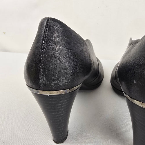 Hispanitas Black Leather High-Heel Shoe Booties Size 8