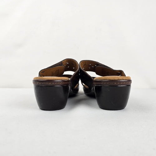 Thom McAn Wendy Brown Leather Comfort Wedge Sandals Size 8.5