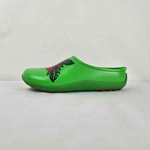 FoamTreads Leisure Bright Green Floral Comfort Clogs Size 7