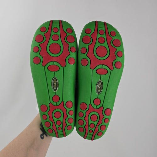 FoamTreads Leisure Bright Green Floral Comfort Clogs Size 7