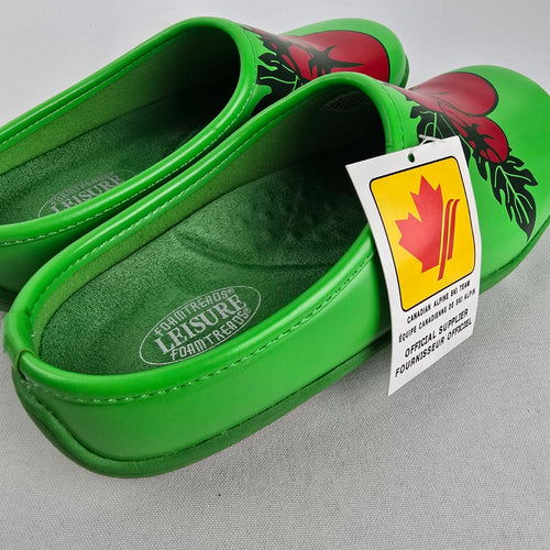 FoamTreads Leisure Bright Green Floral Comfort Clogs Size 7