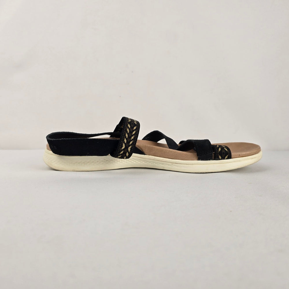 Skechers On-the-GO Black & Gold Strappy Comfort Sandals Size 11