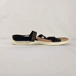 Skechers On-the-GO Black & Gold Strappy Comfort Sandals Size 11